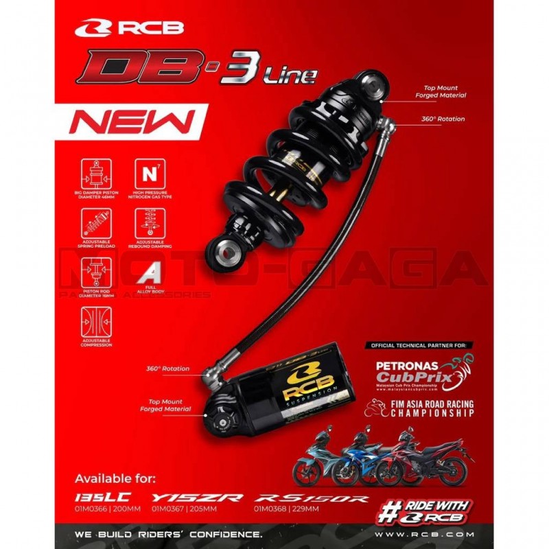 Racing Boy R5 Racing Boy DB3-Line Monoshock Absorber (229mm) - Honda RS150R/Winner ...